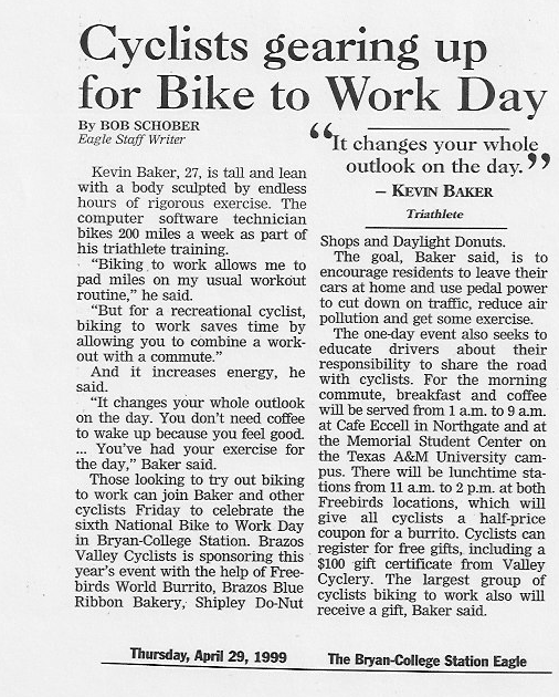 Long article about Bike to Work Day