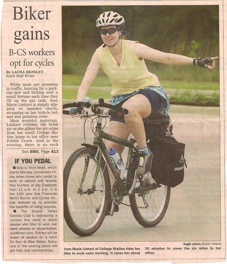 Jean Marie is featured in this 2005 Bike to Work Day article.