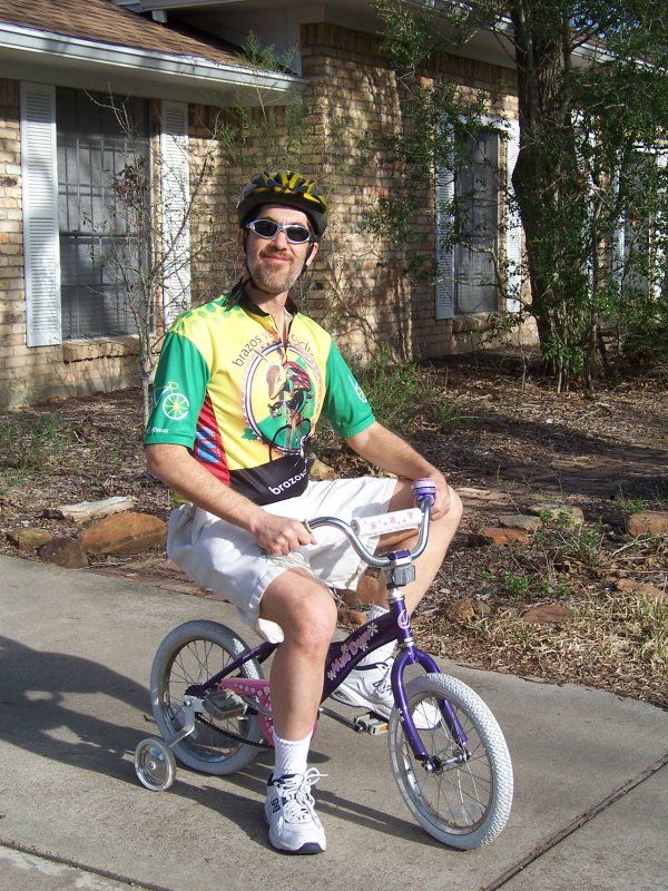 Jonathan Coopersmith, BVC jersey, small bicycle.